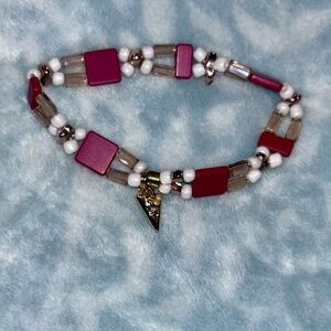 Erimish Pink and White Beaded Bracelet